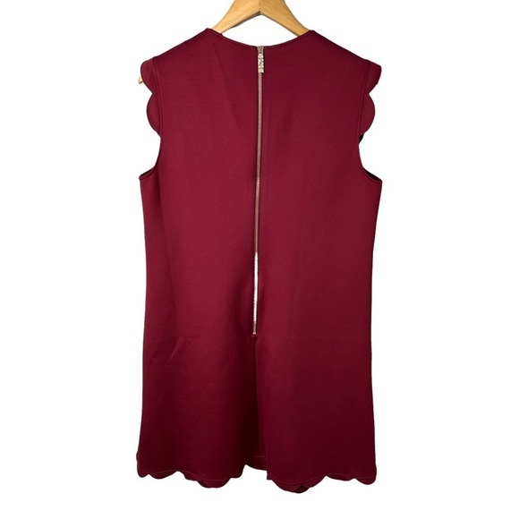 Ted Baker Jasmine Scallop Overlay Shift Dress Maroon Size 5 - Picture 7 of 14